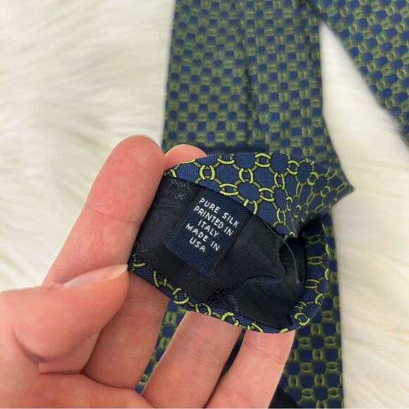 Brooks Brothers Men’s Blue Green Patterned Silk Tie - Picture 7 of 8